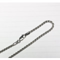 9k solid 9 carat white  Gold --- imported Round  wheat link  Necklace --cm 38 x  1.0 mm. wide