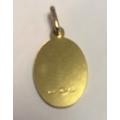 9K  Genuine  9 carat solid Gold - Oval Saint Christopher ---  15 mm long