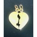 9K solid  9 carat Gold ,   imported 2 Lovers pendant ---break it in two for Her and Half for Him