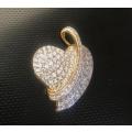 9k solid 9  carat Yellow   Gold -  Handmade Multistone  Large  Heart---32  x  24 mm wide