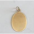 9Kt solid,  9 carat Gold- stunning Oval   Disc----satin and shiny finish
