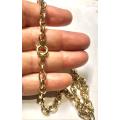 9k solid -9 carat  Yellow Gold, DIamond cut Anchor link necklace - long cm 50