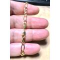 9 K / 9 carat solid Gold, Imported figaro bracelet  ---- 5 mm wide