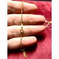18 k / 18 carat solid Yellow Gold,twisted Disco necklace --------- long Cm 60