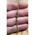 18K  / 18 carat genuine  Gold,2.6 mm wide  yellow  Rope hollow  necklace--- long  Cm 45