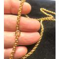 9 K / 9 carat solid Gold, Imported  yellow  Belcher Rolo necklace   - cm 60 Long