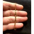 9k /solid 9  carat gold ---Yellow Figaro 3.0mm wide link chain  ----60cm long