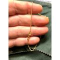 18K  / 18 carat genuine  Gold,  yellow Tiffany necklace---------- long  Cm 42--- mm 1.3 wide