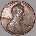 1982 - 1 CENT - LINCOLN MEMORIAL CENT (PENNY) - ONE CENT - PHILADELPHIA MINT - USA