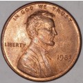 1983 - 1 CENT - LINCOLN MEMORIAL CENT (PENNY) - ONE CENT - PHILADELPHIA MINT - USA