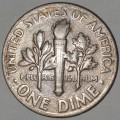 1966 - DIME - USA - ROOSEVELT - `STRUCK THROUGH GREASE` ERROR