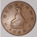 1980 - 1 CENT COIN - ZIMBABWE - (Bronze)