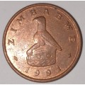 1991 - 1 CENT COIN - ZIMBABWE - (Bronze Plated Steel)