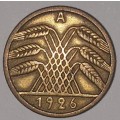 1926 A - 5 REICHSPFENNIG - GERMANY - WEIMAR REPUBLIC (Aluminum-Bronze) KM#39