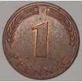 1950 J - 1 PFENNIG - ONE PFENNIG - GERMANY - FEDERAL REPUBLIC - (Copper Plated Steel)