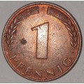 1966 G - 1 PFENNIG - ONE PFENNIG - GERMANY - FEDERAL REPUBLIC - (Copper Plated Steel)