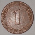 1968 F - 1 PFENNIG - ONE PFENNIG - GERMANY - FEDERAL REPUBLIC - (Copper Plated Steel)
