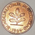 1969 G - 1 PFENNIG - ONE PFENNIG - GERMANY - FEDERAL REPUBLIC - (Copper Plated Steel)