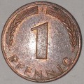 1970 J - 1 PFENNIG - ONE PFENNIG - GERMANY - FEDERAL REPUBLIC - (Copper Plated Steel)