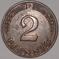 1961 F - 2 PFENNIG - TWO PFENNIG - GERMANY - FEDERAL REPUBLIC - (Bronze)