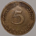 1950 D - 5 PFENNIG - FIVE PFENNIG - GERMANY - FEDERAL REPUBLIC - (Brass Clad Steel)