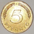 1991 D - 5 PFENNIG - FIVE PFENNIG - GERMANY - FEDERAL REPUBLIC - (Brass Clad Steel)