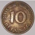 1949 G - 10 PFENNIG - TEN PFENNIG - GERMANY - FEDERAL REPUBLIC - (Brass Clad Steel) KM# 103