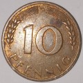 1950 G - 10 PFENNIG - TEN PFENNIG - GERMANY - FEDERAL REPUBLIC - (Brass Clad Steel) KM# 108