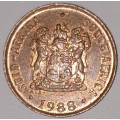 1988 - 1 CENT COIN (ONE CENT COIN) - RSA - BRONZE - KM#82 - BILINGUAL LEGEND - SPARROWS