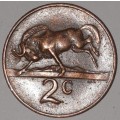 1965 AFR - 2 CENT COIN (TWO CENT COIN) - RSA - BRONZE - KM#66.2 - WILDEBEEST
