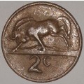 1969 AFR - 2 CENT COIN (TWO CENT COIN) - RSA - BRONZE - KM#66.2 - WILDEBEEST