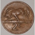 1970 - 2 CENT COIN (TWO CENT COIN) - RSA - BRONZE - KM#83 - BILINGUAL LEGEND - WILDEBEEST