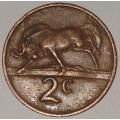 1971 - 2 CENT COIN (TWO CENT COIN) - RSA - BRONZE - KM#83 - BILINGUAL LEGEND - WILDEBEEST