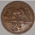 1971 - 2 CENT COIN (TWO CENT COIN) - RSA - BRONZE - KM#83 - BILINGUAL LEGEND - WILDEBEEST
