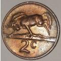 1972 - 2 CENT COIN (TWO CENT COIN) - RSA - BRONZE - KM#83 - BILINGUAL LEGEND - WILDEBEEST