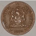 1974 - 2 CENT COIN (TWO CENT COIN) - RSA - BRONZE - KM#83 - BILINGUAL LEGEND - WILDEBEEST
