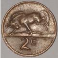 1978 - 2 CENT COIN (TWO CENT COIN) - RSA - BRONZE - KM#83 - BILINGUAL LEGEND - WILDEBEEST