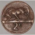 1980 - 2 CENT COIN (TWO CENT COIN) - RSA - BRONZE - KM#83 - BILINGUAL LEGEND - WILDEBEEST