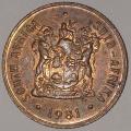 1981 - 2 CENT COIN (TWO CENT COIN) - RSA - BRONZE - KM#83 - BILINGUAL LEGEND - WILDEBEEST
