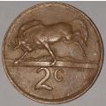 1982 - 2 CENT COIN (TWO CENT COIN) - RSA - BRONZE - KM#83 - BILINGUAL LEGEND - WILDEBEEST