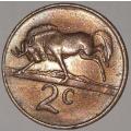 1983 - 2 CENT COIN (TWO CENT COIN) - RSA - BRONZE - KM#83 - BILINGUAL LEGEND - WILDEBEEST