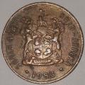 1983 - 2 CENT COIN (TWO CENT COIN) - RSA - BRONZE - KM#83 - BILINGUAL LEGEND - WILDEBEEST