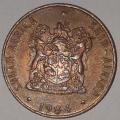 1984 - 2 CENT COIN (TWO CENT COIN) - RSA - BRONZE - KM#83 - BILINGUAL LEGEND - WILDEBEEST