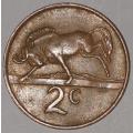 1986 - 2 CENT COIN (TWO CENT COIN) - RSA - BRONZE - KM#83 - BILINGUAL LEGEND - WILDEBEEST