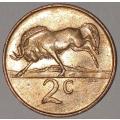 1988 - 2 CENT COIN (TWO CENT COIN) - RSA - BRONZE - KM#83 - BILINGUAL LEGEND - WILDEBEEST