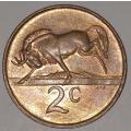 1989 - 2 CENT COIN (TWO CENT COIN) - RSA - BRONZE - KM#83 - BILINGUAL LEGEND - WILDEBEEST