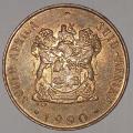 1990 - 2 CENT COIN (TWO CENT COIN) - RSA - BRONZE - KM#83 - BILINGUAL LEGEND - WILDEBEEST