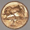 1990 - 2 CENT COIN (TWO CENT COIN) - RSA - BRONZE - KM#83 - BILINGUAL LEGEND - WILDEBEEST