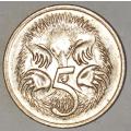 1981 - FIVE CENT - 5 CENT - AUSTRALIA - COPPER-NICKEL - KM# 64 - ECHIDNA