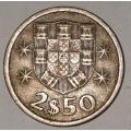 1964 - 2.5 ESCUDOS - 2$50 - 2 1/2 - PORTUGAL - PORTUGUESA - KM#590 - COPPER-NICKEL - PORTUGUESE